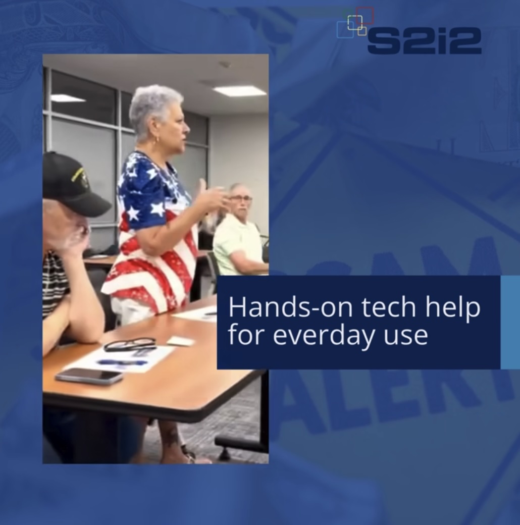S2i2 volunteers teaching Stafford County seniors how to recognize online scams